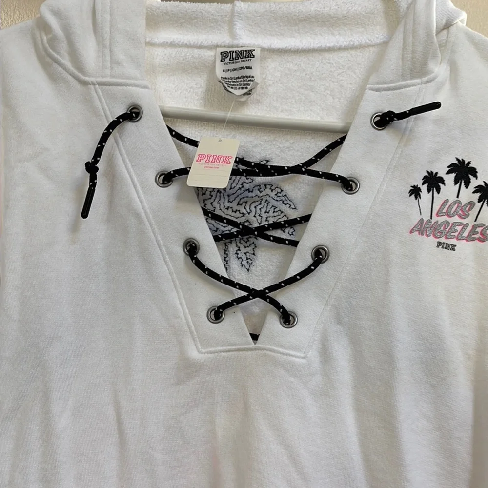 PINK Victoria's Secret White Lace-Up Sweater - Picture 2 of 9